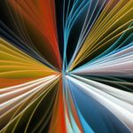 Abstract blue light focusing on central point