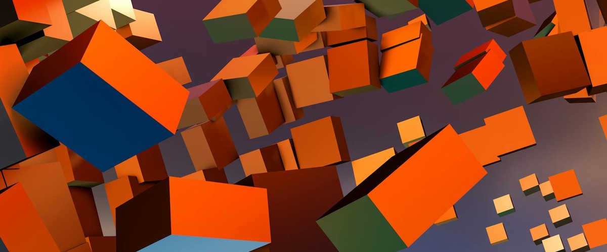 Vibrant abstract art with colorful 3D cubes in motion, showcasing geometric design and dynamic composition.